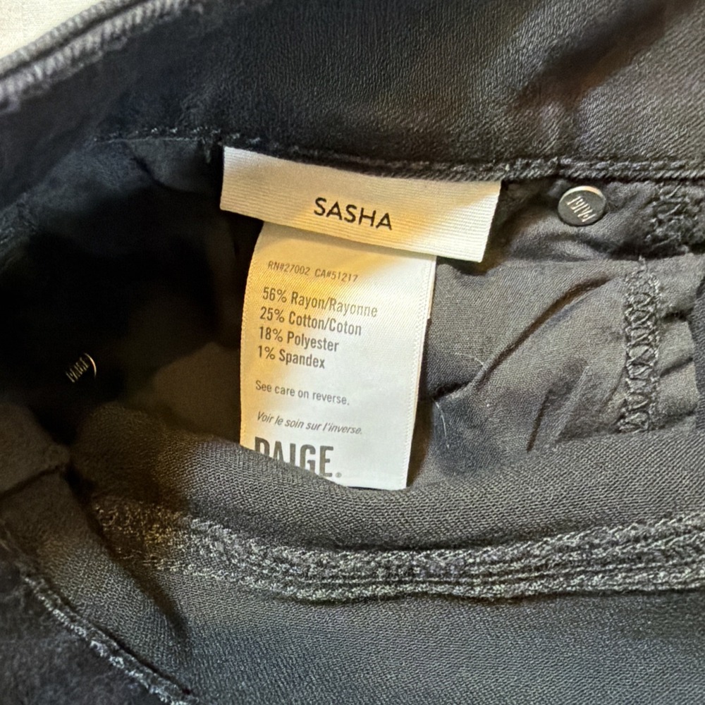 Paige Premium Denim Sasha High Rise Wide Leg Coated Black Jeans 28 29x32 - Picture 8 of 16